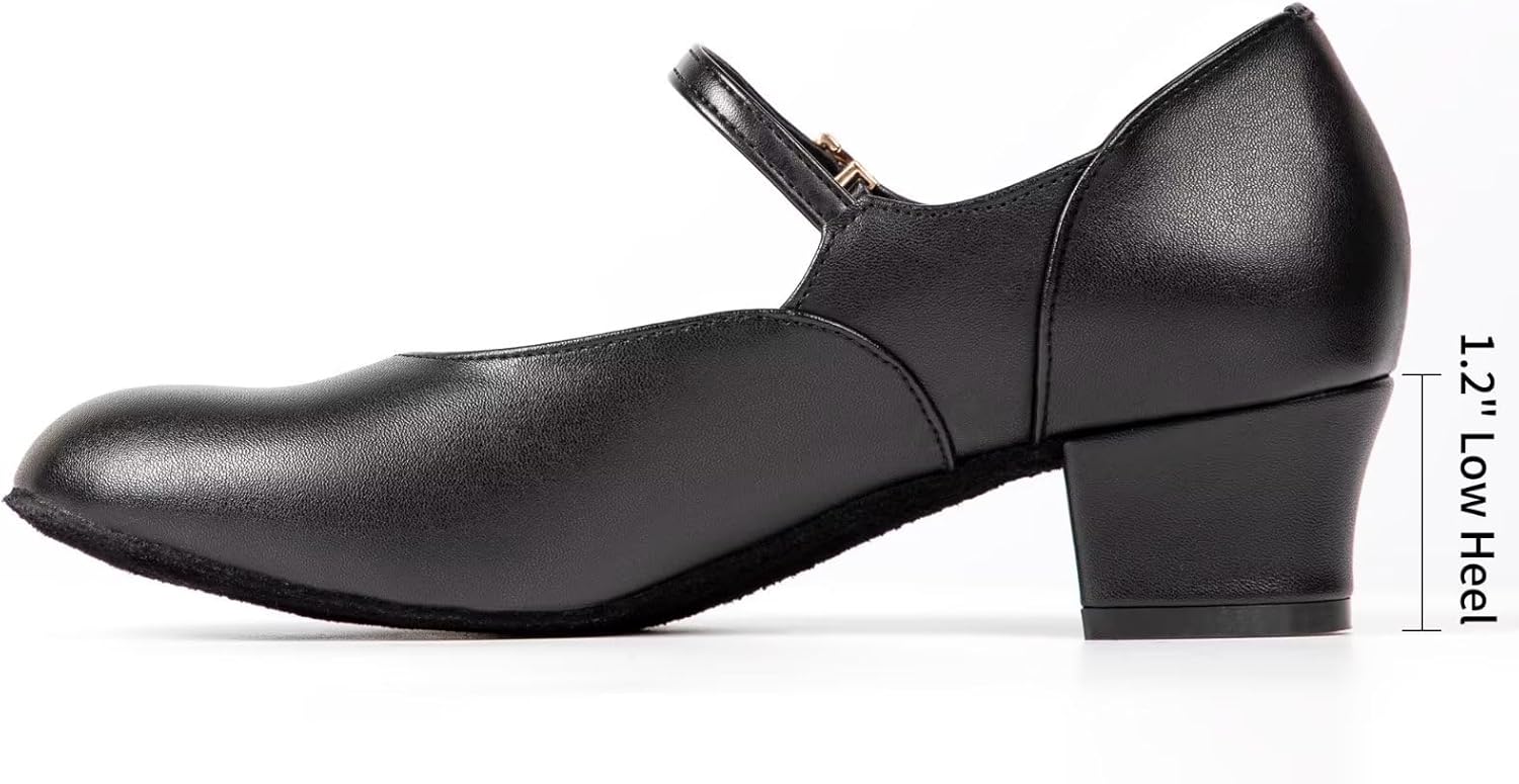 ARCLIBER Black Character Shoes for Women Low Heel Cuban Heel Dance Shoes Ankle Strap Dancing Shoes - Image 7