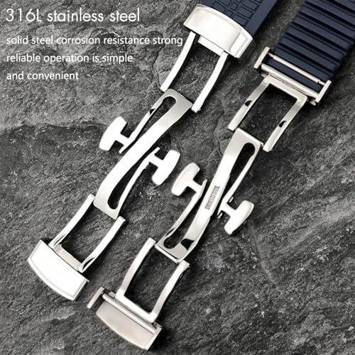 Bracelet 22mm silicone fluoré à extrémité incurvée avec broches métal - 4