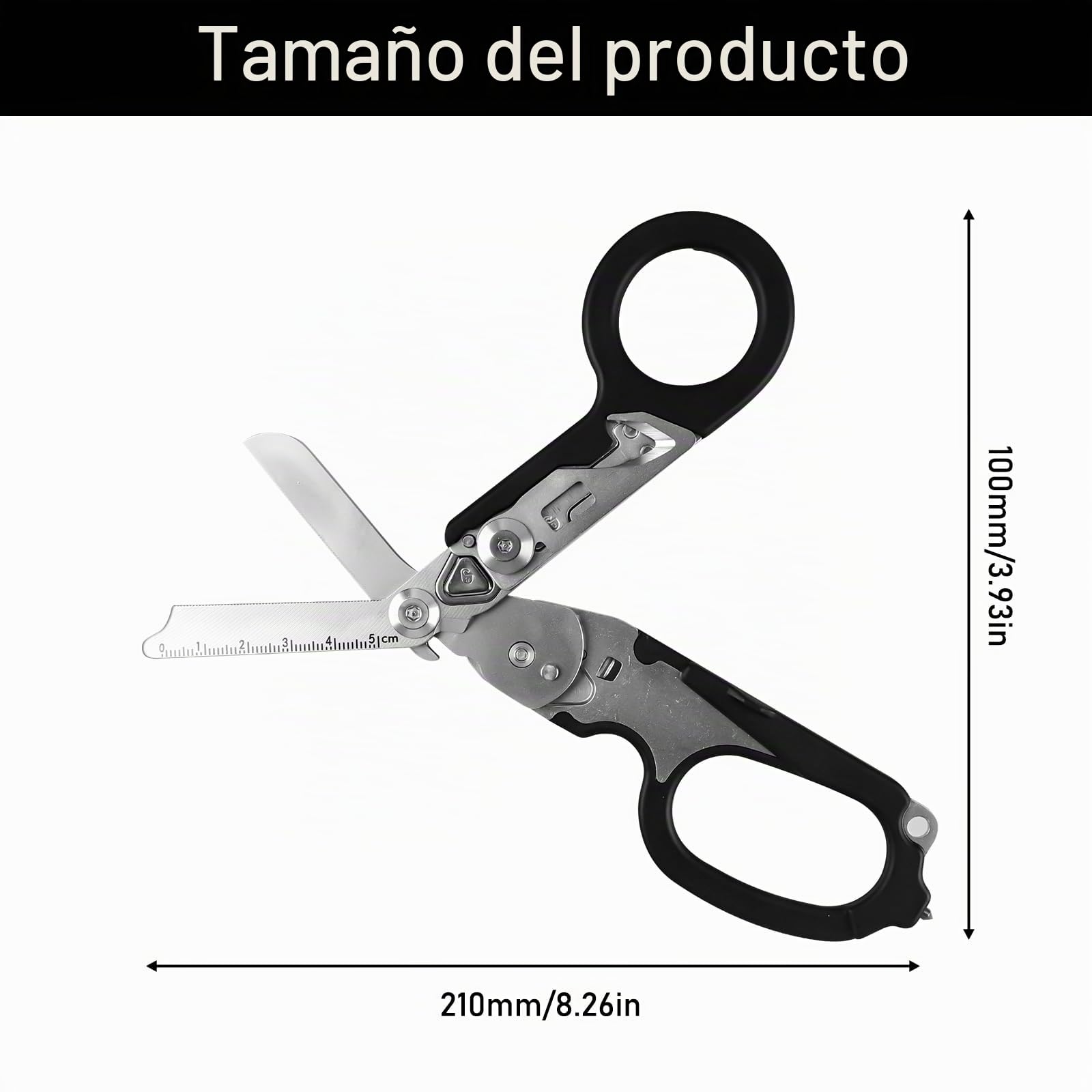 Raptor Response - Tijeras de rescate multifunción con 6 funciones, pinzas plegables de acero inoxidable, tijeras para traumatismos