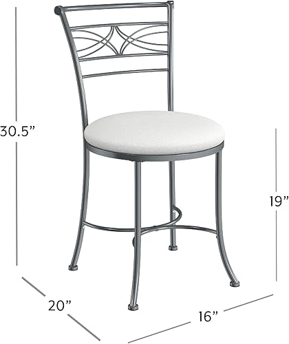 Miniatura 3 de Hillsdale Furniture Dutton - Taburete de tocador, cromado
