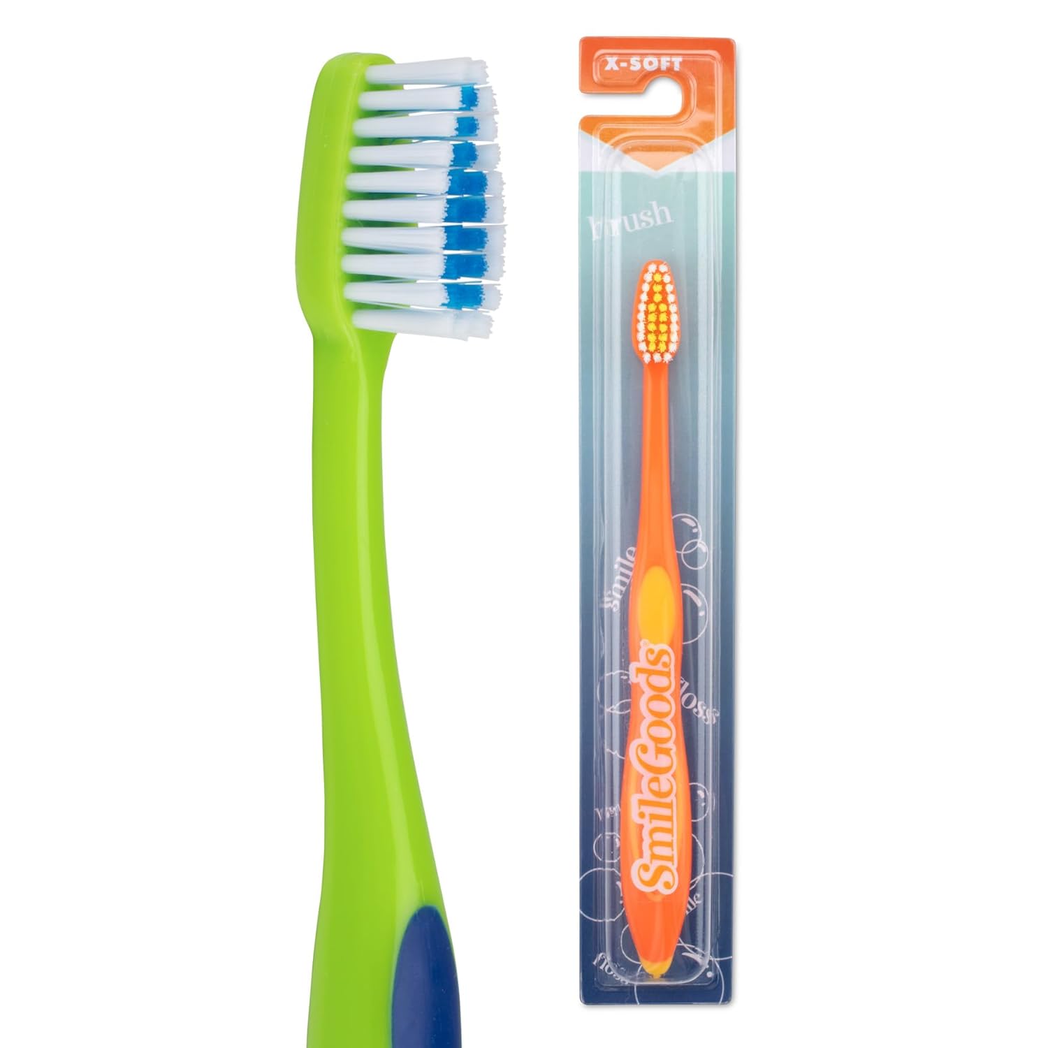 Practicon SmileGoods Y341 Child Toothbrush 34 Tuft Extra Soft Bristle Individually Packaged Toothbrushes Assorted Colors Bulk Pack of
