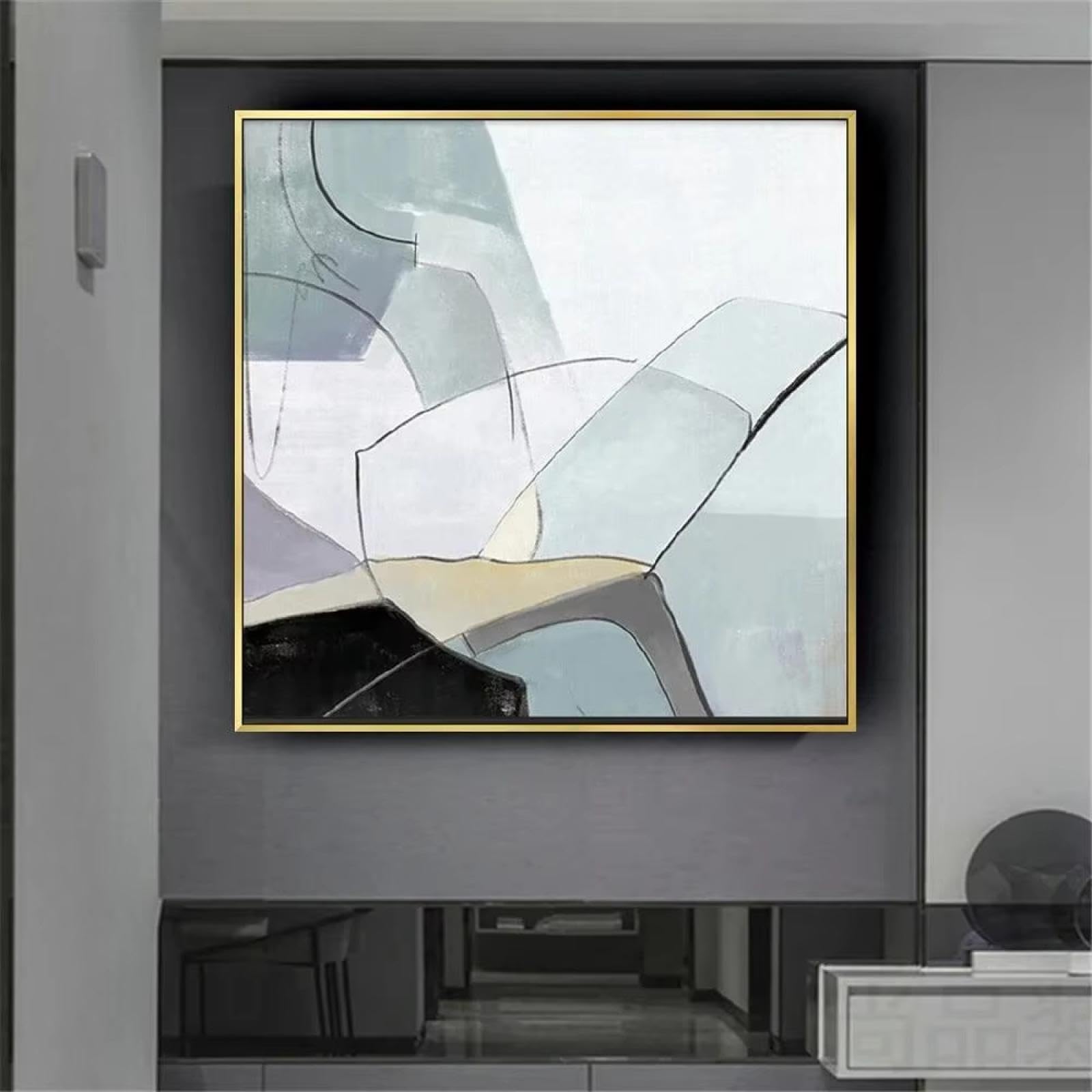 Impression sur toile murale moderne 70x70cm abstraite encadrée salon - 7