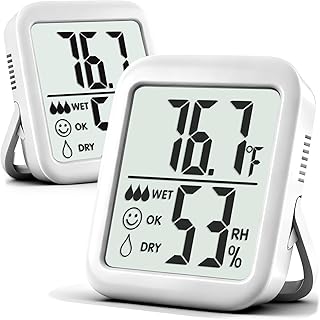 Antonki 2 Pack Room Thermometer for Home, Hygrometer Indoor Humidity Meter Gauge, Digital Temperature and Humidity Sensor Monitor for House, Terrarium, Incubator, Greenhouse - Battery Included