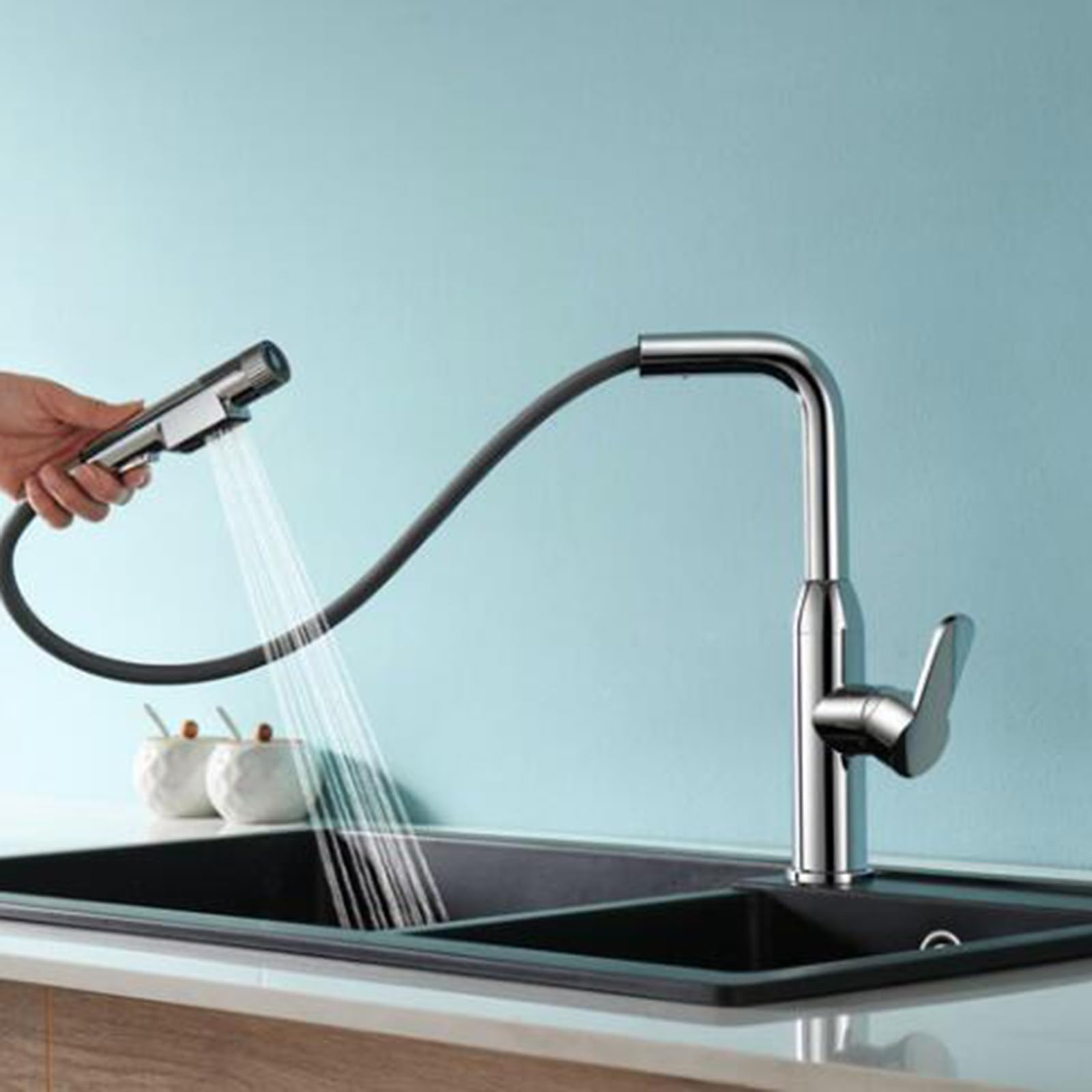 Robinet de cuisine 3 voies en laiton massif chrome au design moderne et durable