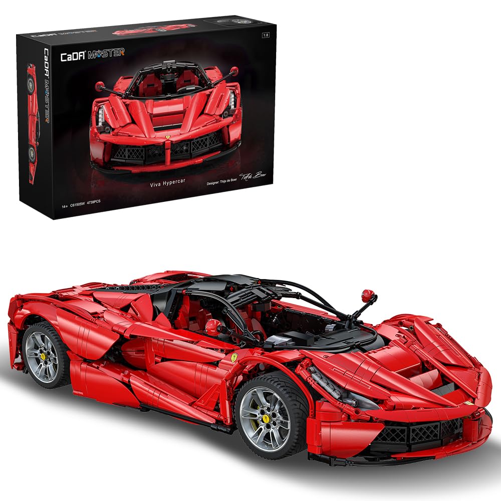 MISINI LaFer Sports Car Building Kit, 1:8 Scale Super Car Building Blocks Set for Adults, CADA Bricks C61505W, 4739pcs/MOC Race Car Model Toy Set, Compatible with Lego Cars