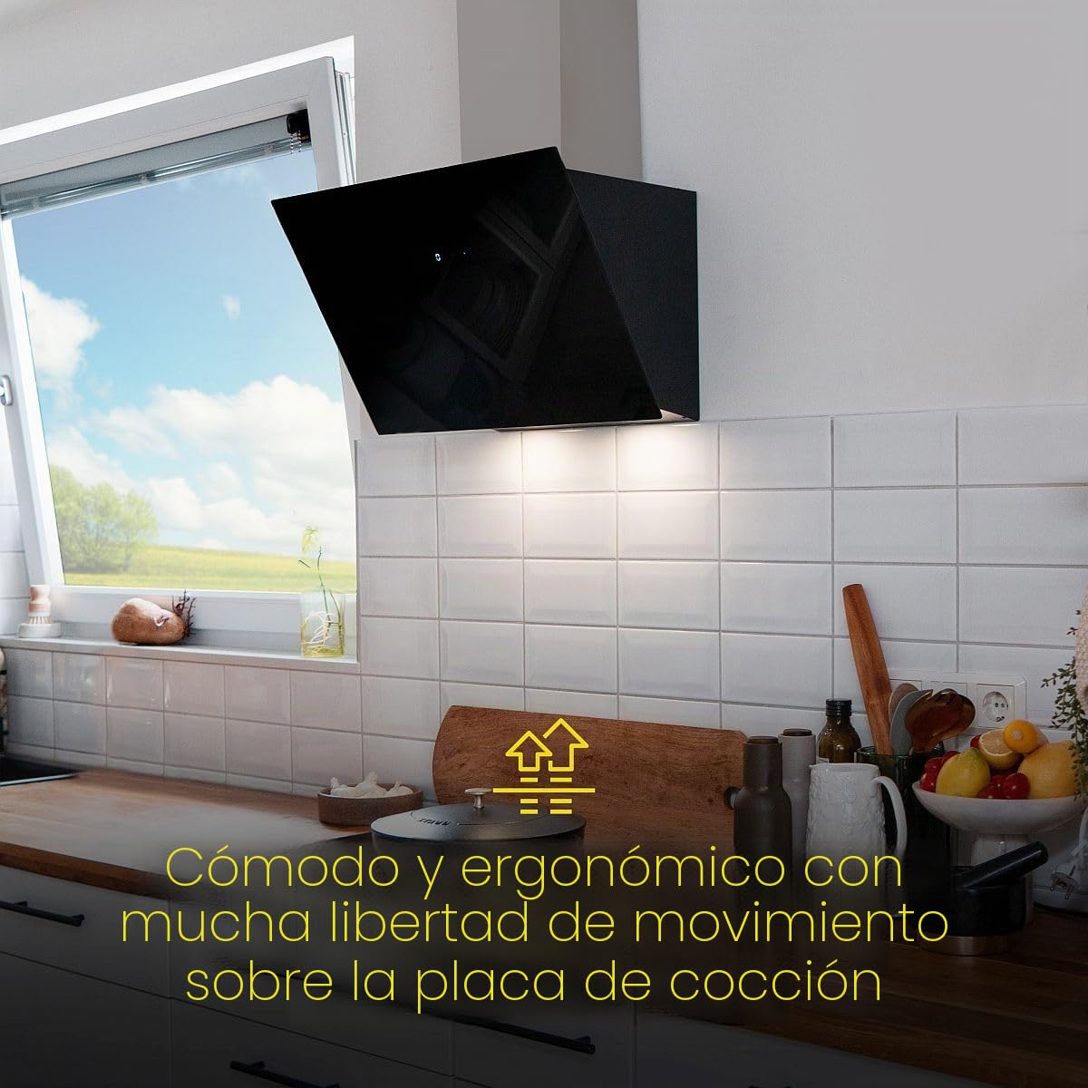 Bomann® Campana extractora 60 cm | recirculación o extracción de aire | campana de alcance | 9 niveles de potencia | campana inclinada | incl. filtro de aluminio de 5 capas | DU 7606.1