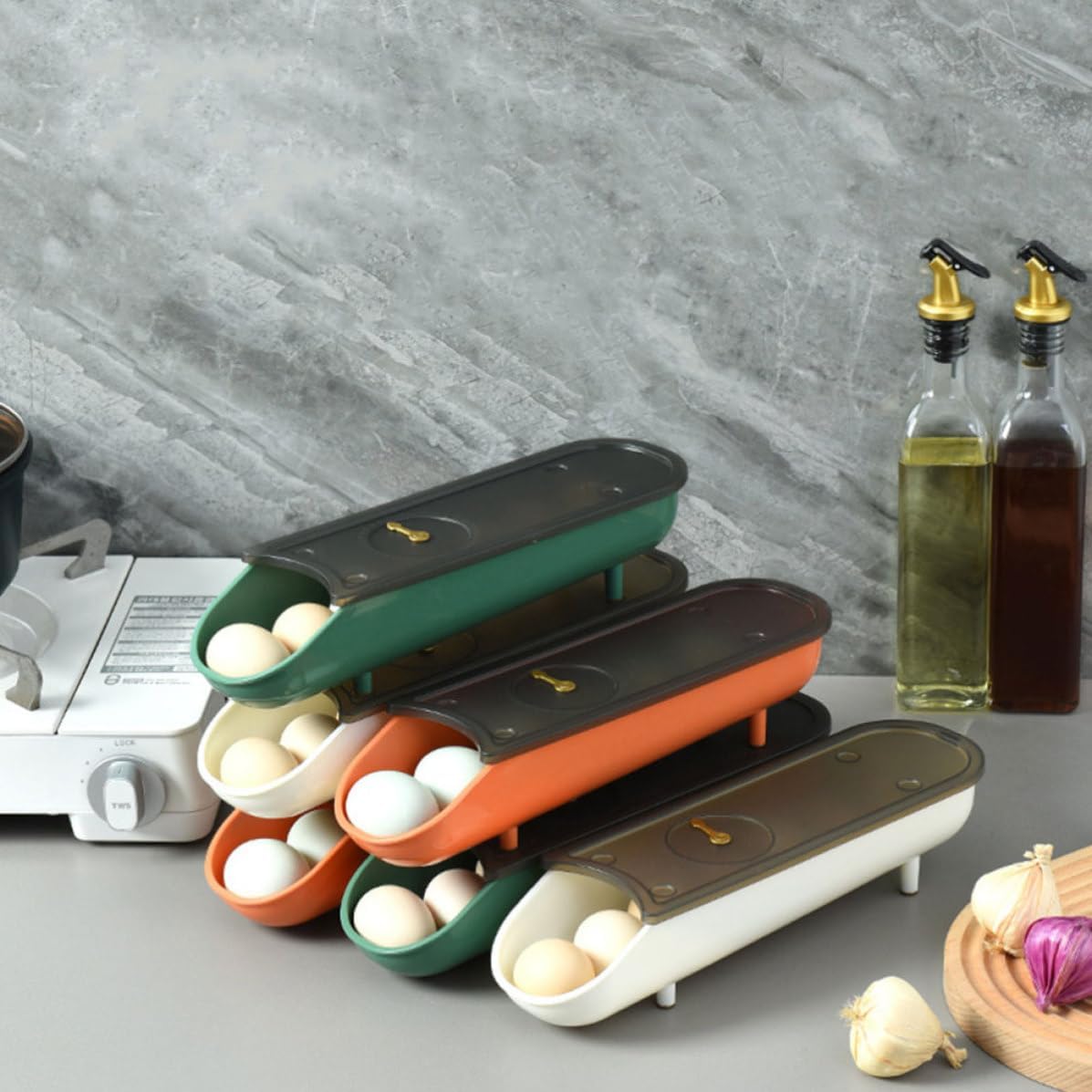 3pcs Egg Tray Organizer, Stackable PP Holder with Freshness