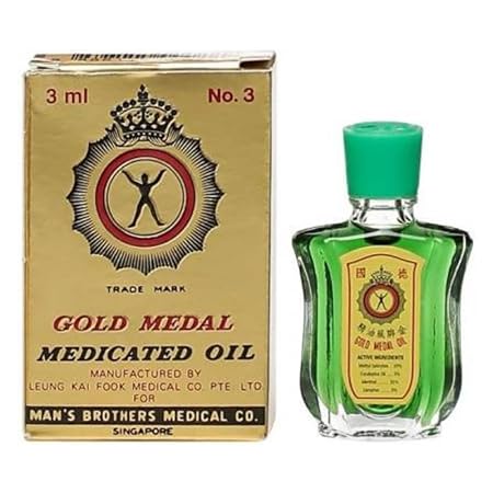 Gold Medal Oil 3ml (Pack of 6) for Pain Relief & Block Noses (Original from Singapore)