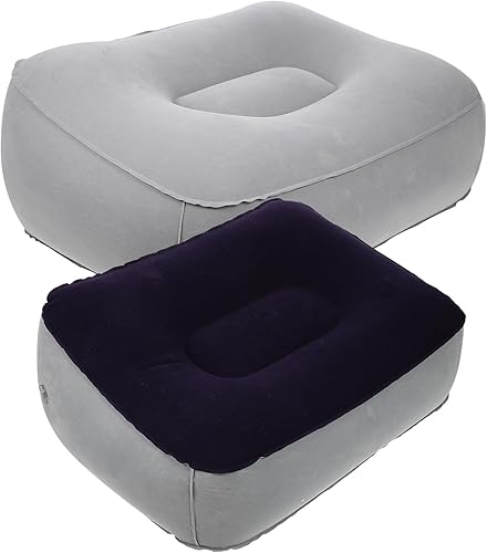 Tofficu 2 almohadas inflables para reposapies de viaje, almohada de pierna de avión, cojines de altura ajustable para coches, hogar, oficina,