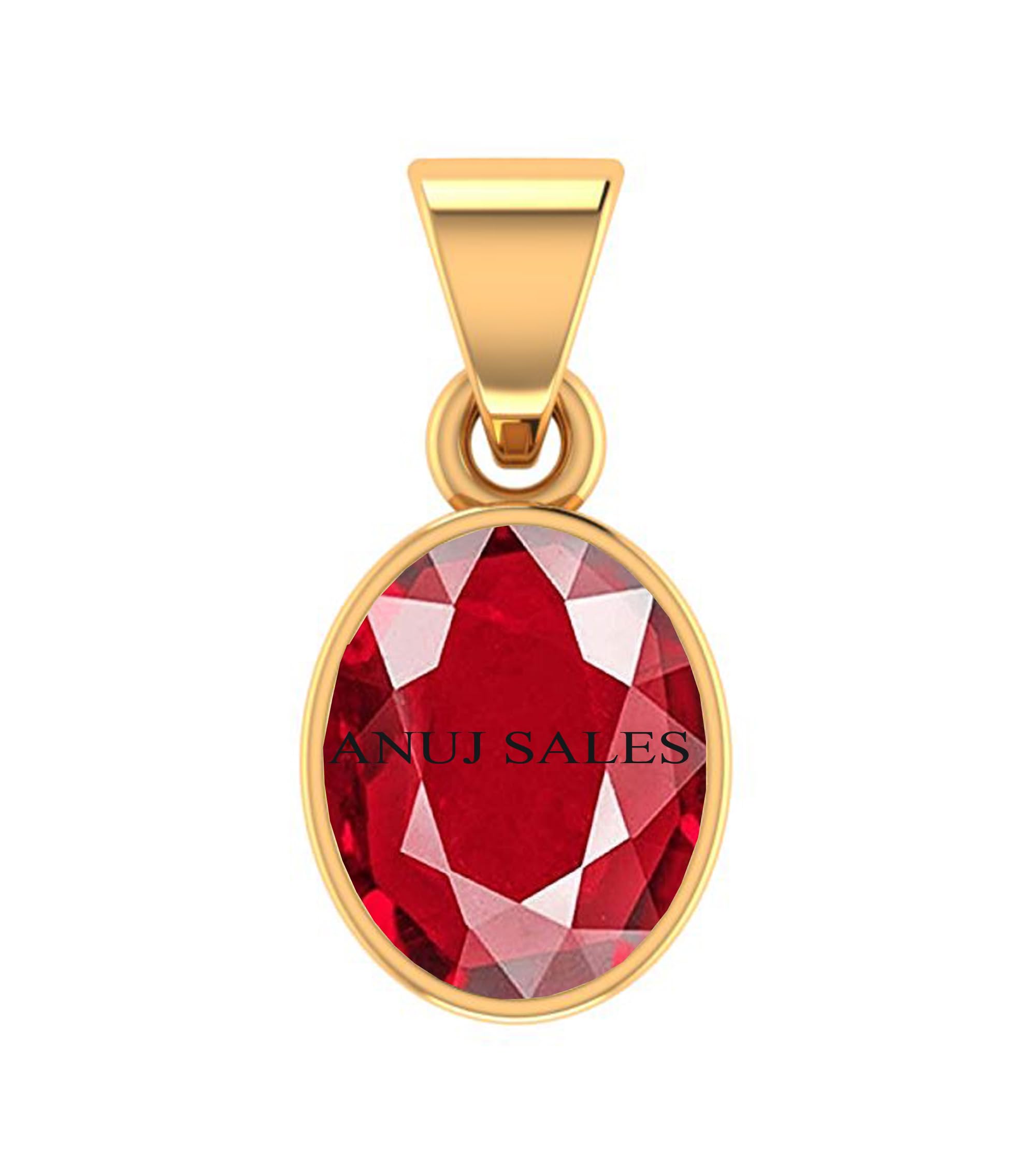 anuj sales Certified 14.25 RATTI 13.50 Carat A+ Quality Natural Ruby Manik Ashtadhatu Gold Plated Pendant/Locket Gemstone by Lab Certified(Top A+) Quality-picture-22