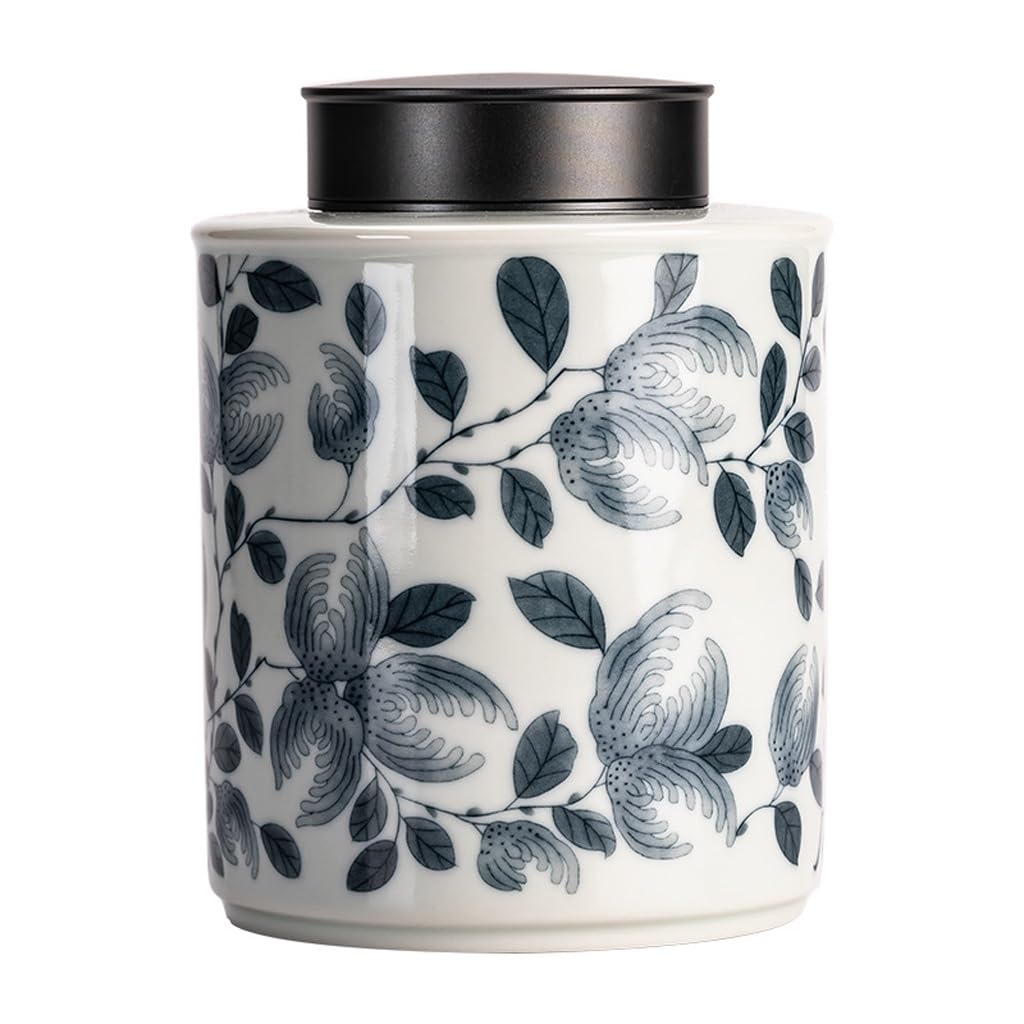 Boîte de stockage de thé chinois en céramique bleu et blanc