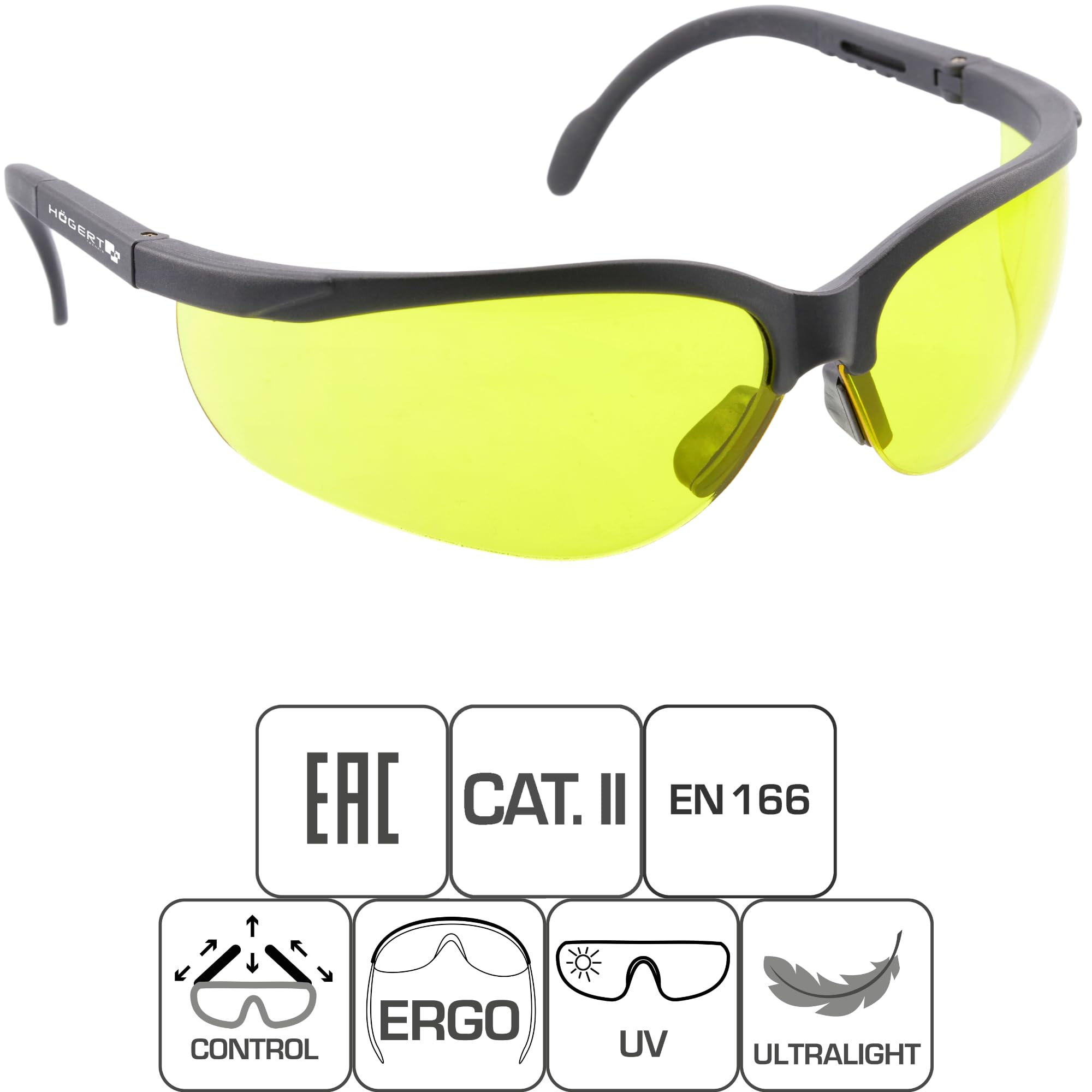 Image secondaire de Lunettes de Protection Jaunes Högert Technik - Confort et Sécurité UV