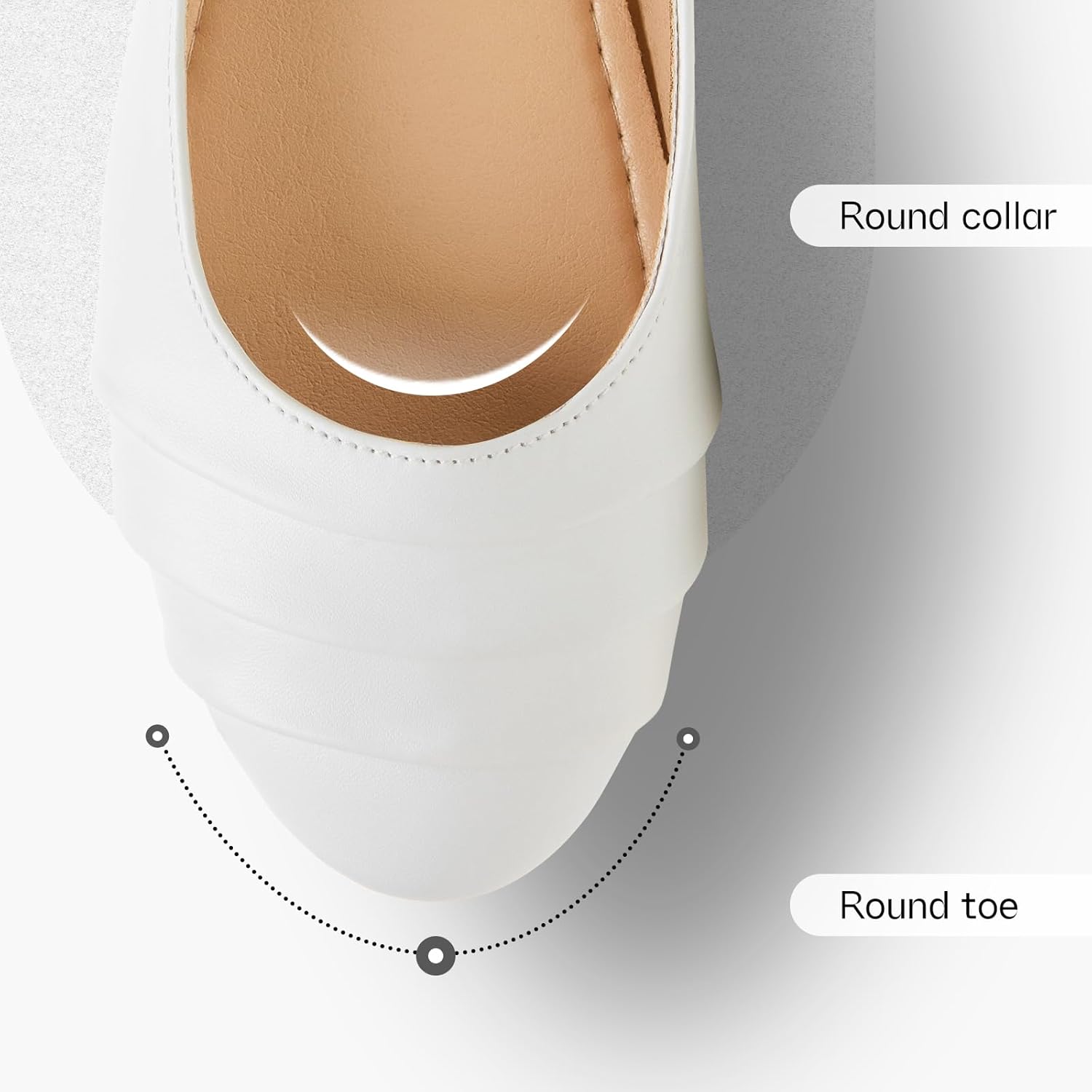 Shupua Women's Dressy Comfortable Flats Shoes Black Leather Work Ballet Flats Round Toe Dress Shoes - Image 2