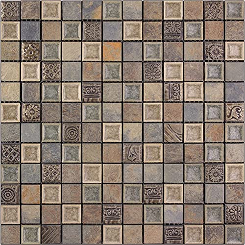 Beige Gray 11.7" X 11.7" Square Mosaic Tile (Sample Swatch-