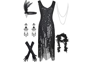 Vintage 1920s Sequin Flapper Dress with Accessories