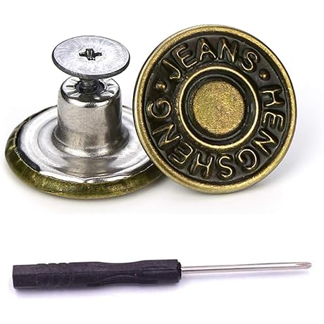 15 Sets Replacement Jeans Buttons: No-Sew, Nailess, Screw-Driven [Keyword-Rich Title]