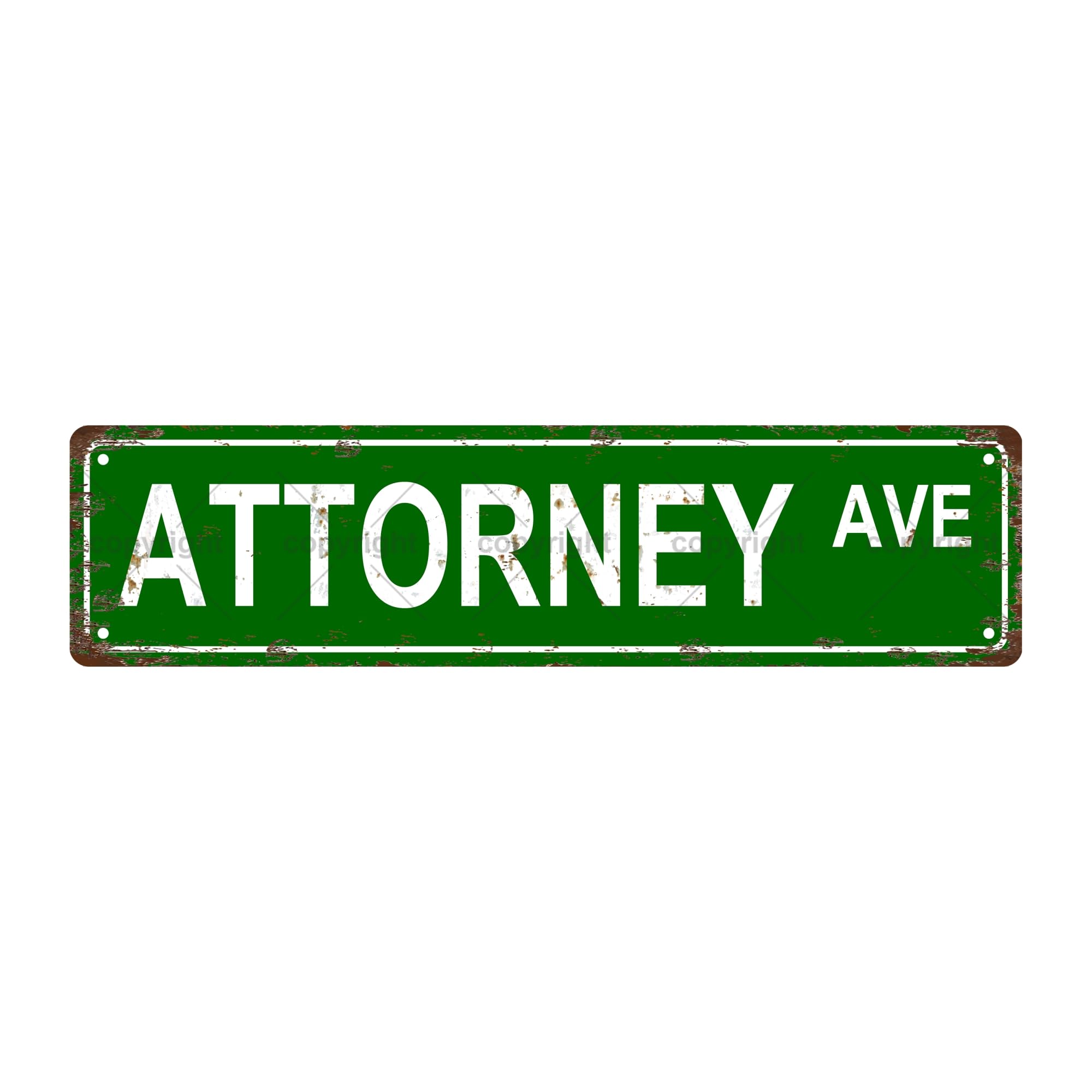 Attorney AVE Occupation Metal Tin Street Sign Bar Cafe Garage Cave Home Room Wall Bathroom Farmhouse Garden Porch Patio Decor,4x16 Inch