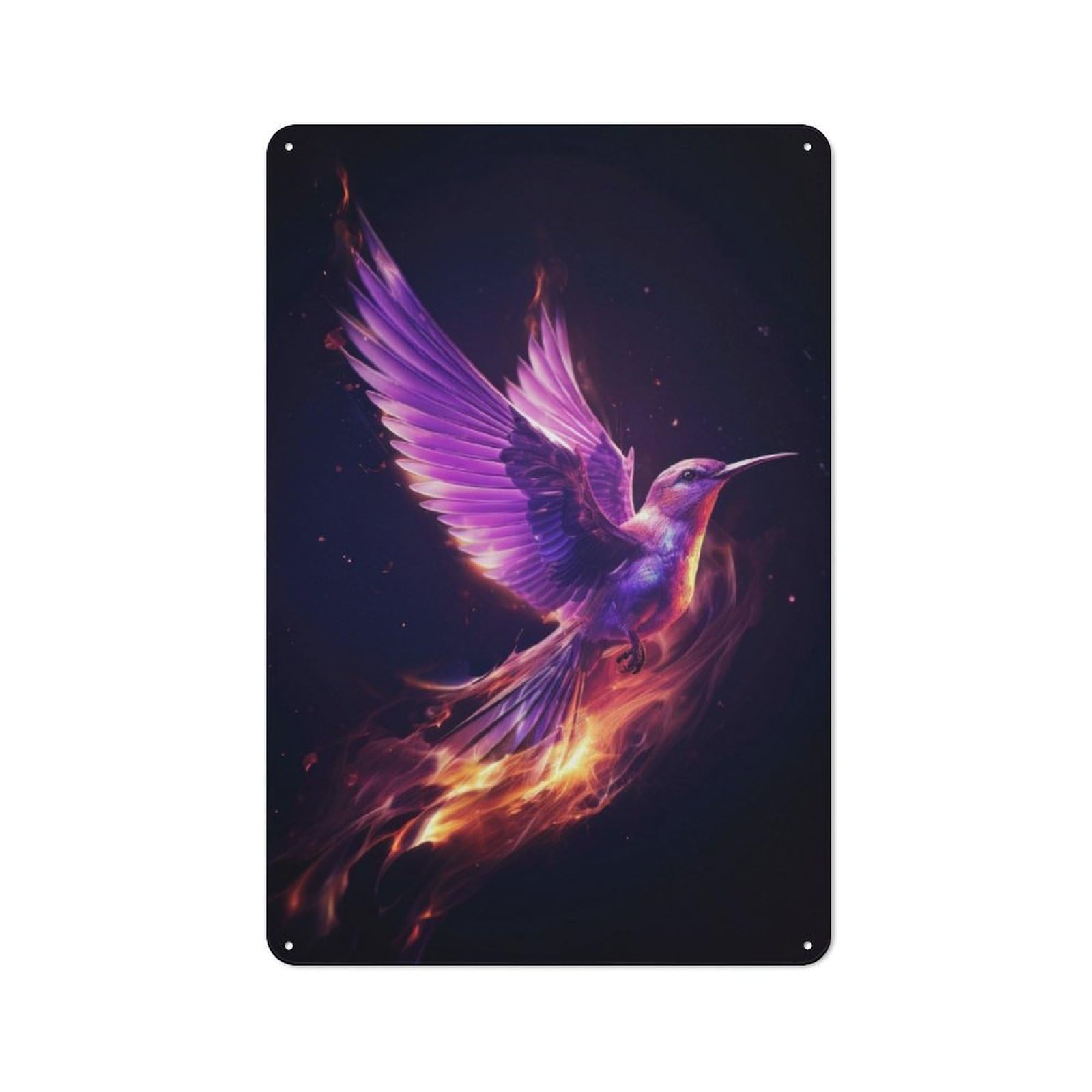 Junmoney Fire Hummingbird Retro Metal Wall Sign 30X20cm With For Garage Wall, A Decorative Metal Sign For Garages And Workshops