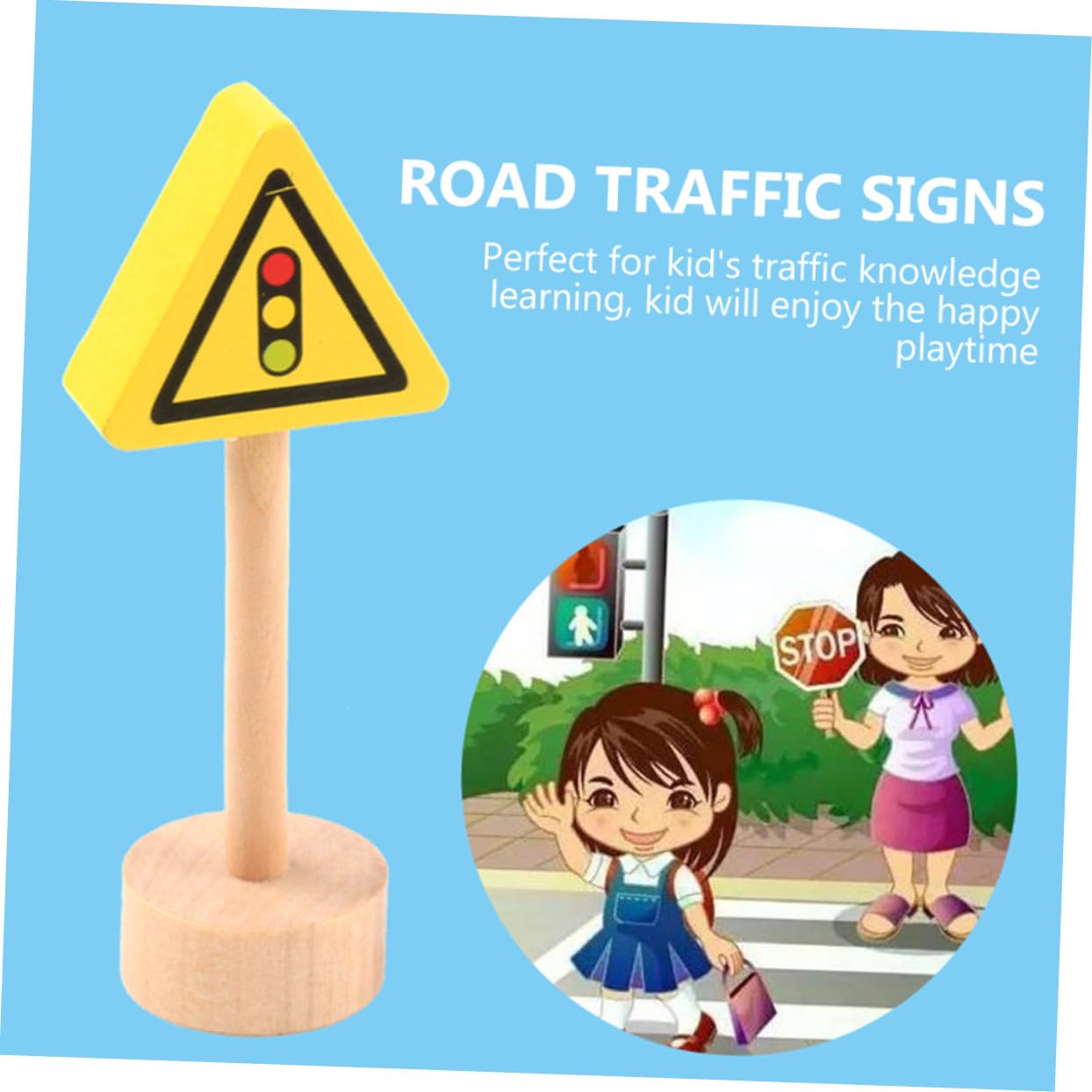 Jouet Éducatif Panneaux de Signalisation en Bois 50 Pièces, Résistant et Solide, pour L'apprentissage Ludique des Garçons et Filles Pendant Le Jeu