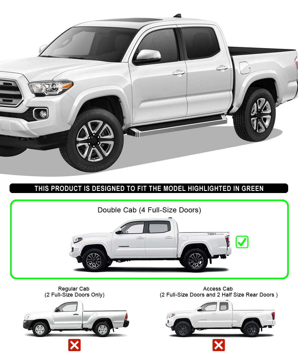 APS Premium Running Boards 6in Compatible with Toyota Tacoma Double Cab Crew Cab 05-23