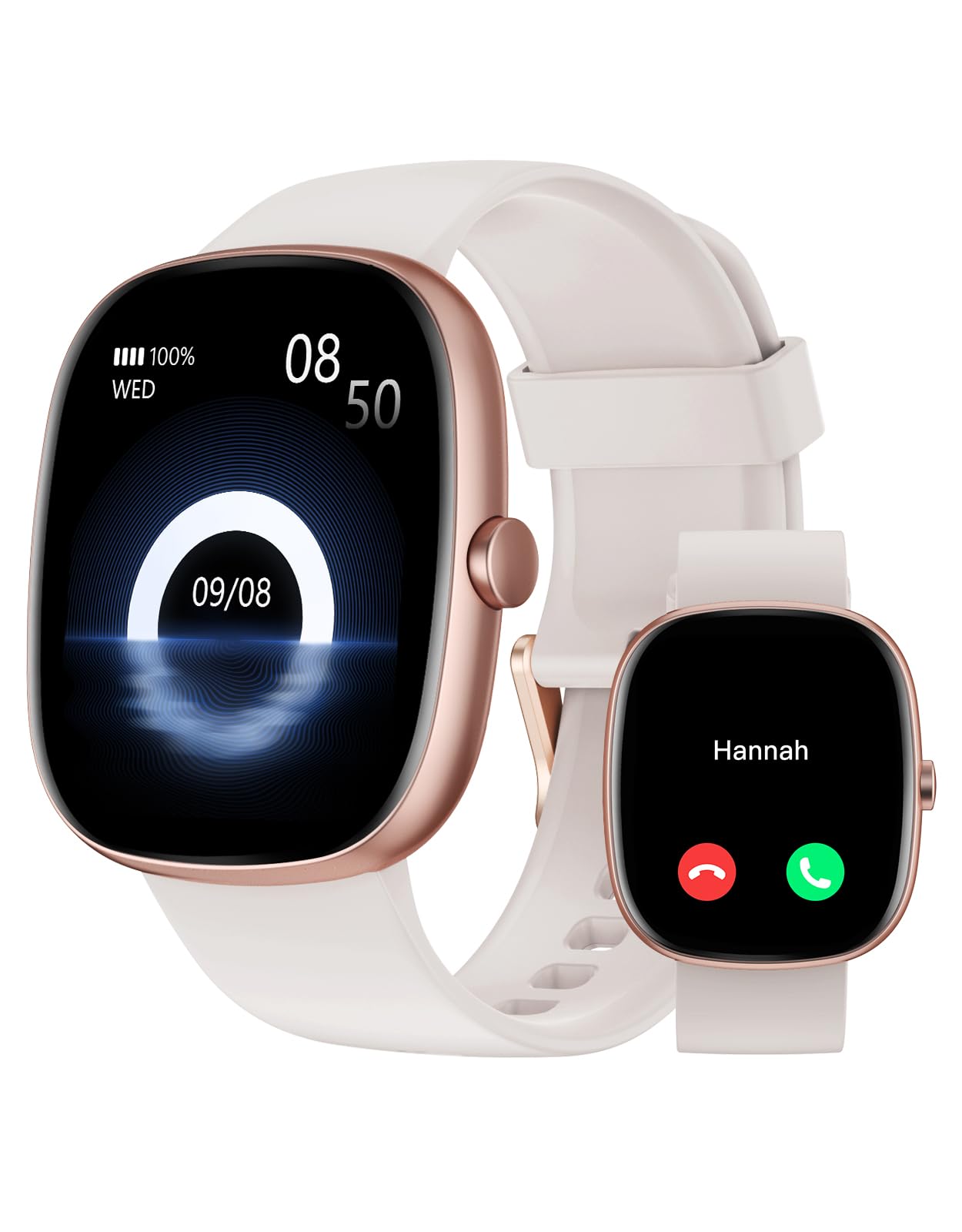 Smartwatch Damen mit Telefonfunktion,1.85" Smart Watch mit 24/7 SpO2/Herzfrequenz/Schlafmonitor/ Schrittzähler 100+Sportmodi,IP68 Wasserdicht Fitnessuhr Whatsapp Benachrichtigen für Android iOS Handy
