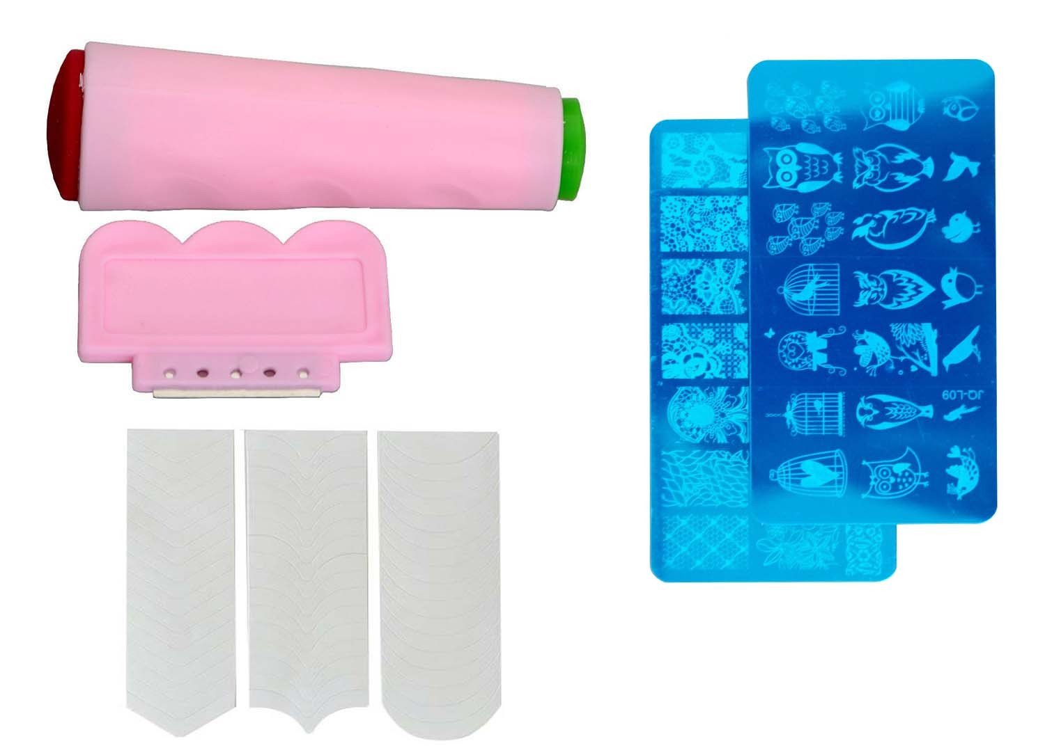 FOK Nail Art Combo 2pc Random Design Stamping Image Plate, Scrapper And A French Manicure Nail Art Tip Sticker-image-37