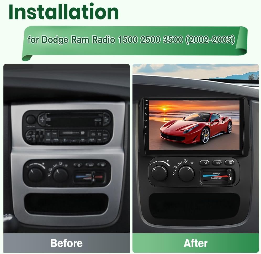 Doreon (2GB+64GB) Car Stereo for Dodge RAM 1500 2500 3500 (2002-2005), 9" Android 15 Radio with Wireless CarPlay Android Auto WiFi GPS Bluetooth FM AM SWC Backup Camera