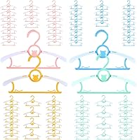 Vista 28 de Perchas de plástico para bebé, para guardería, armario, paquete de 60 perchas de plástico para niños, ahorro de espacio, antideslizantes