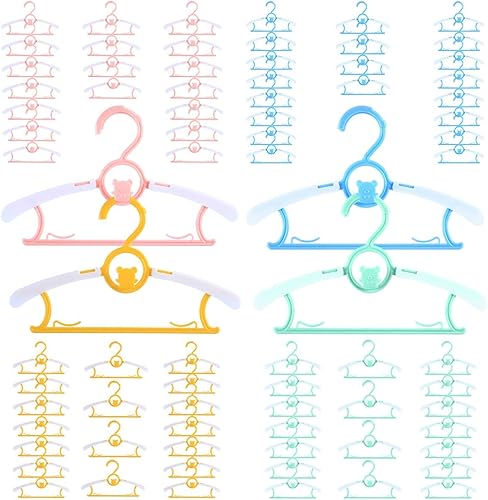 Miniatura 30 de Perchas para Bebé para Armario de Guardería Paquete de 60 Perchas de Plástico para Ropa de Niños que Ahorran Espacio Antideslizantes Extensibles