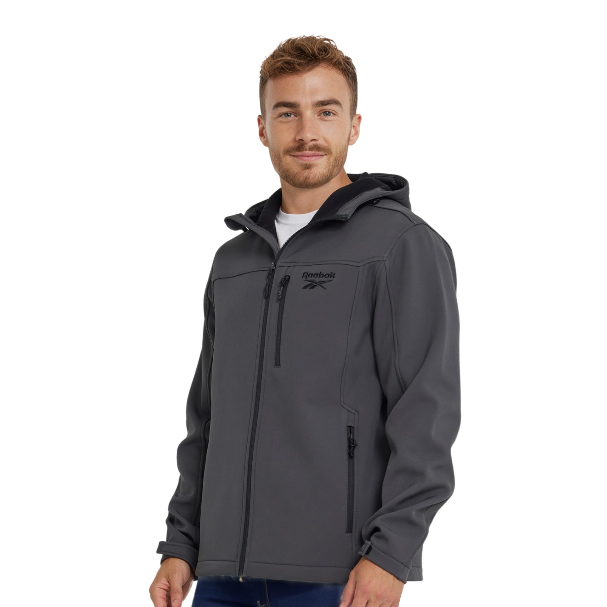 Reebok Waterproof Soft Shell Rain Jacket Men - Rain Coat, Softshell Windbreaker with Hood