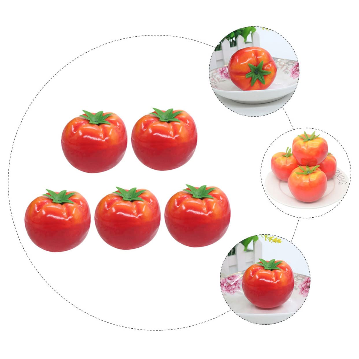 MAGICLULU 5 Set Finto Pomodoro Di Pomodoro Frutti Artificiali Dall'aspetto Realistico Falso Pomodoro Da Cucina Piccolo Pomodoro Realistico Schiuma Rosso 5 Pezzi*5