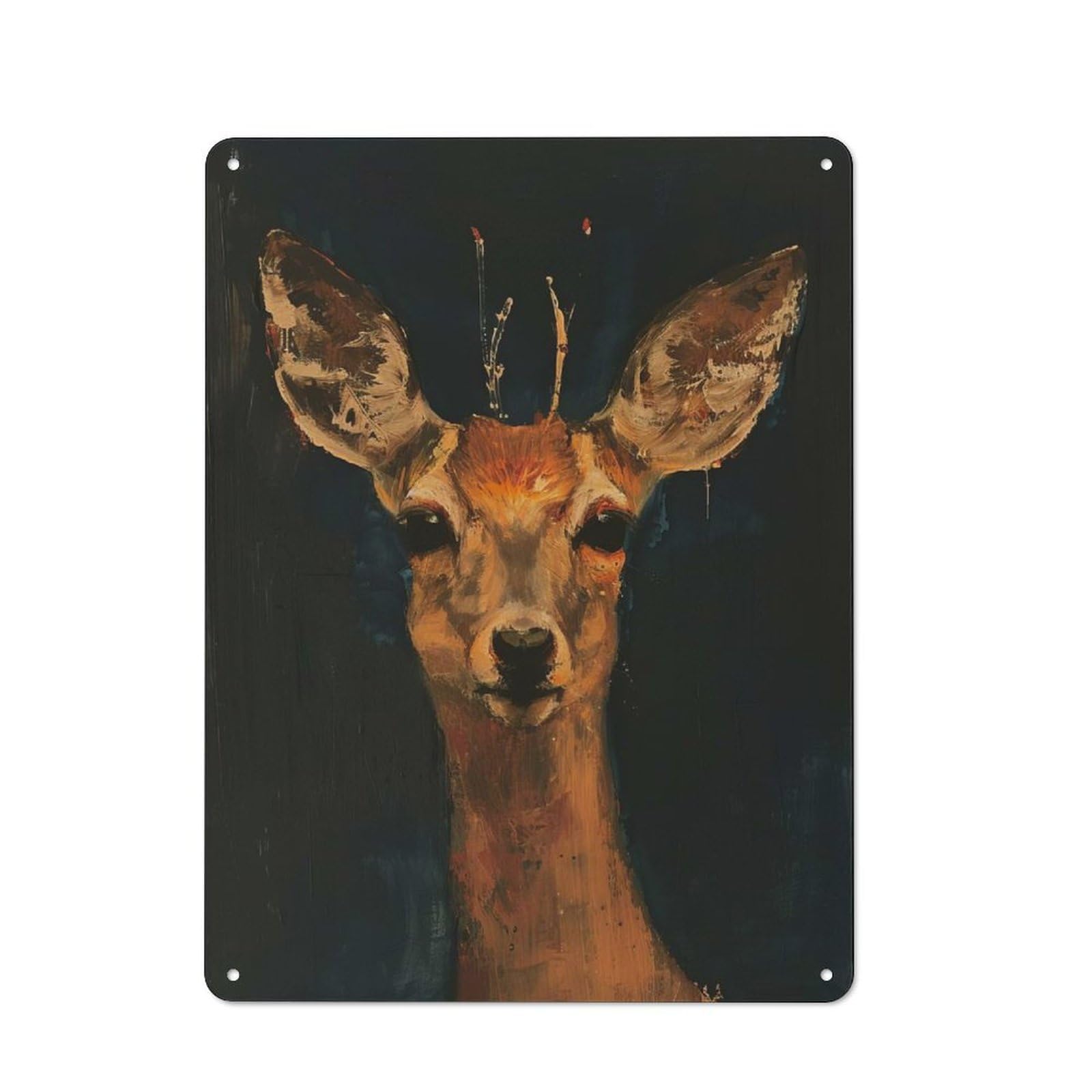 Junmoney Deer Portrait Painting Retro Tin Sign 40X30cm For Garden Room Or Summerhouse, A Housewarming Gift For Garden Room Decor Fans