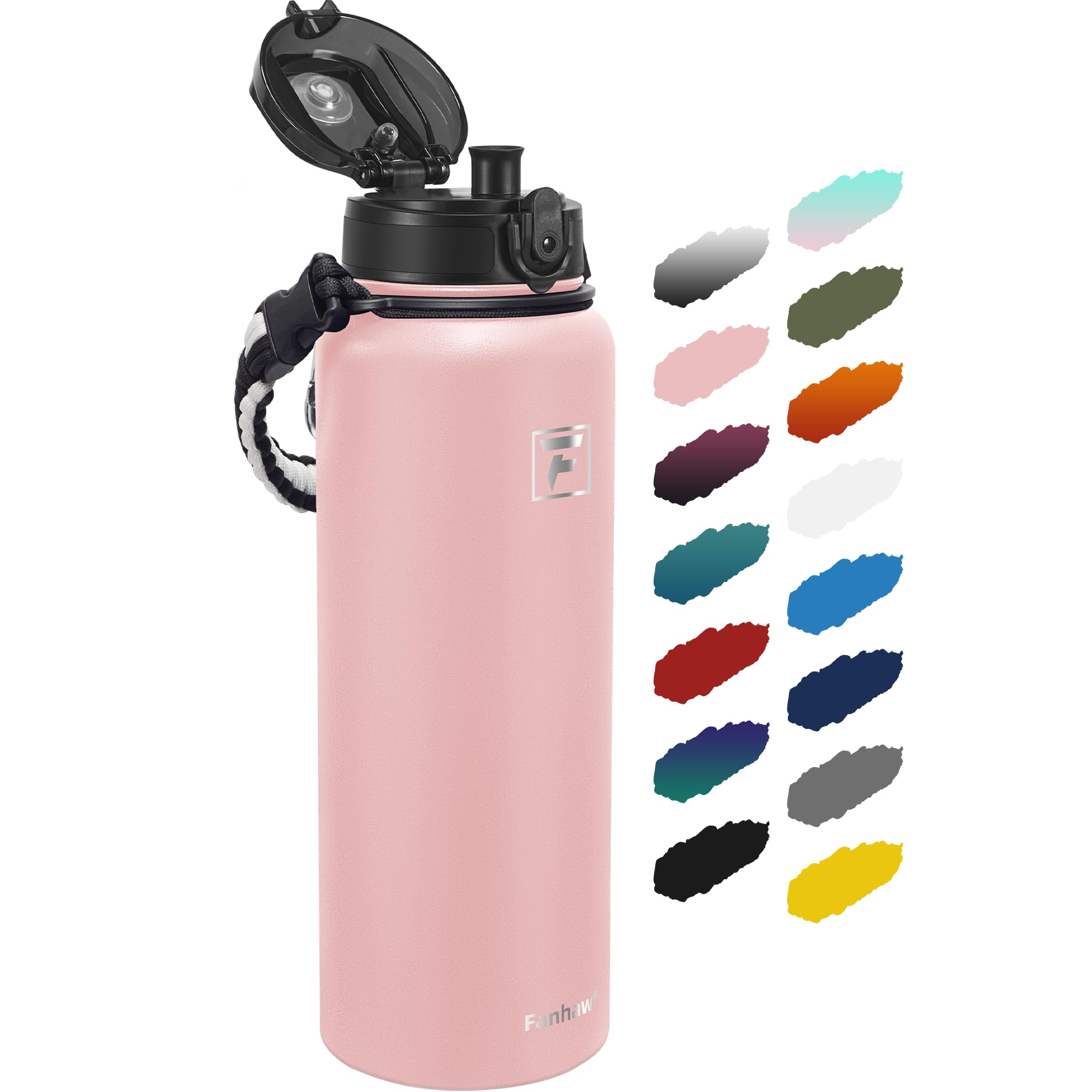 Fanhaw 1.2 L Insulated Stainless Steel Water Bottle with 1 Lid (Chug Lid) - for Kids Women, Men, Pink, 1183 ml