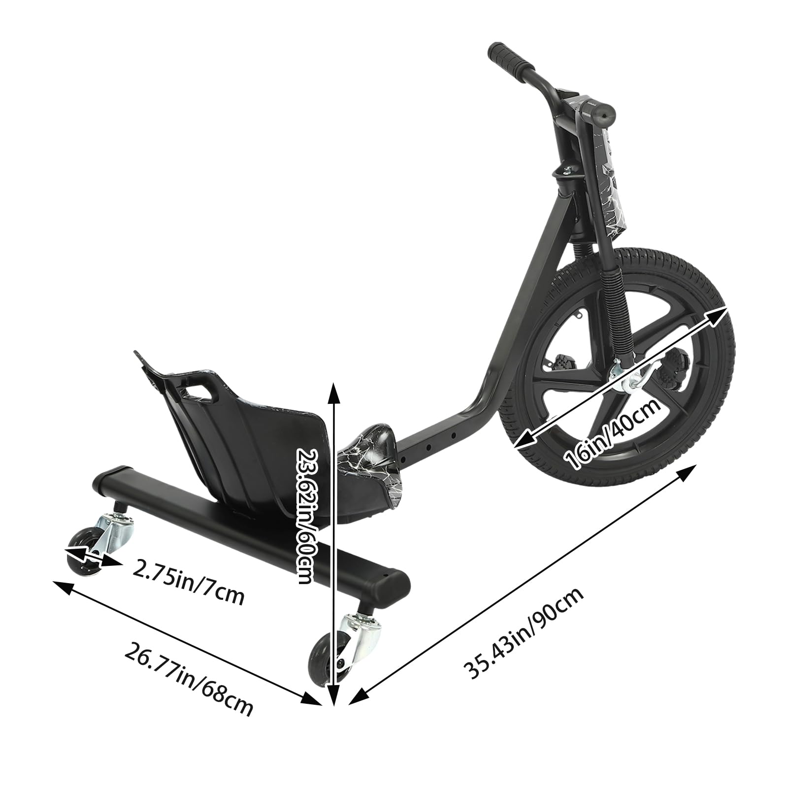 Drift Cart per bambini, 360° Drift Trike con illuminazione a LED, per ragazzi e ragazze dai 6 anni in su, portata 80 kg, lunghezza regolabile
