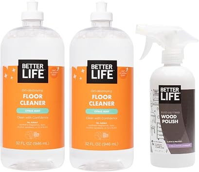 Better Life Floor Cleaner 32 Oz 2 Pack + Wood Polish 16 Oz 1 Pack