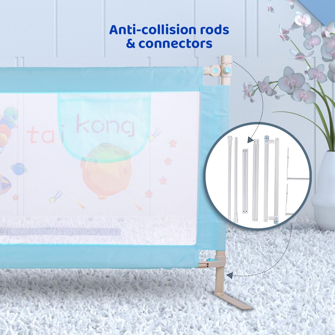 Bumtum Space Print Blue Bed Rail | Kids Safety |180x72Cm Bed Rails for Baby & Toddler Safety | Portable Baby Bed Fence | Adjustable | Single Side Baby Bed Rail. - Image 4 thumbnail