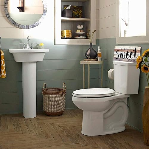 Miniatura 5 de Letreros divertidos para decoración de baño, letrero de madera con texto en inglés Hello Sweet Cheeks, 16 x 8 pulgadas