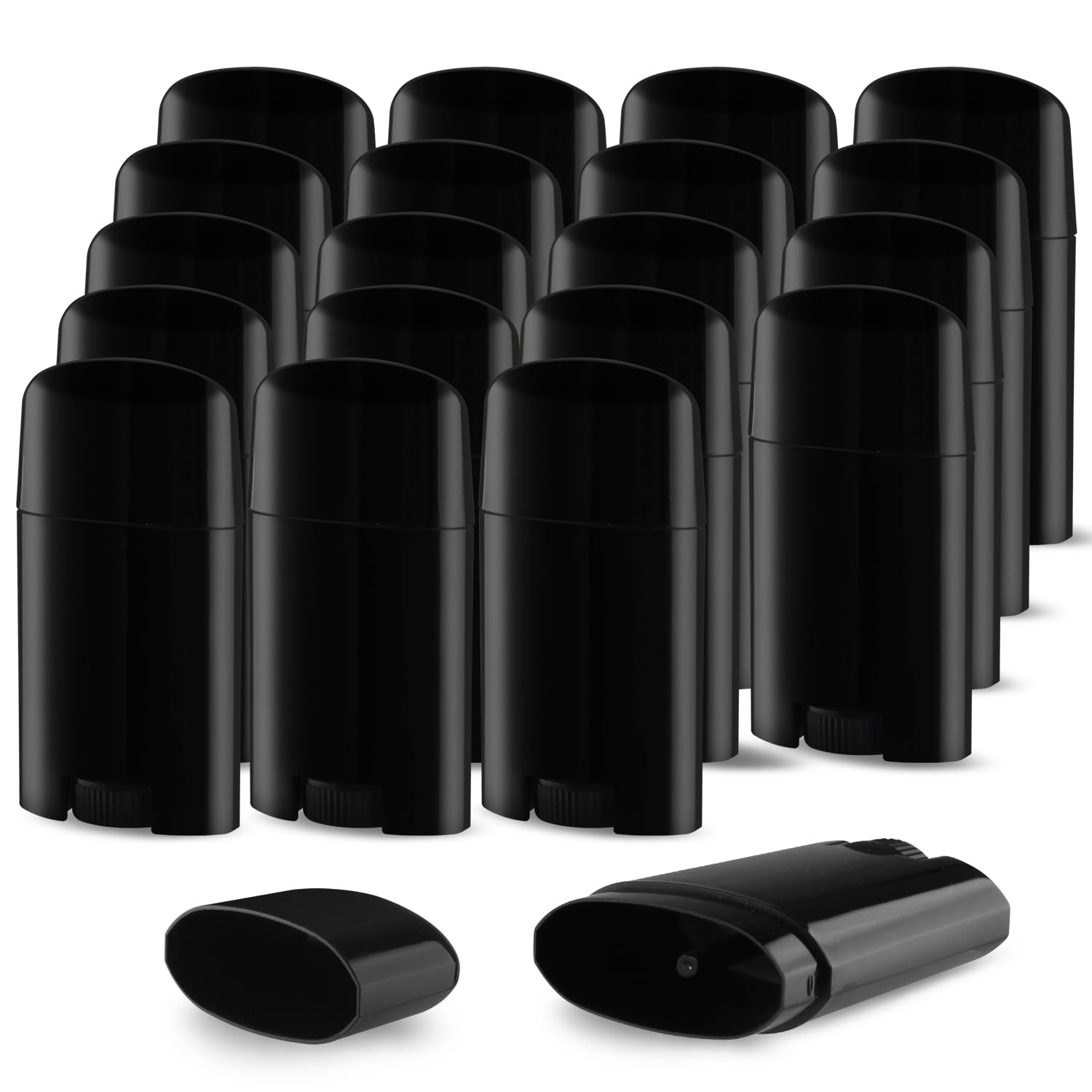 20 Pcs 50g/1.7oz Plastic Deodorant Containers Empty Top Filling Stick Tube Oval Deodorant Bottles for DIY Lotion Bar Sunscreen Lip Balm Cosmetic -