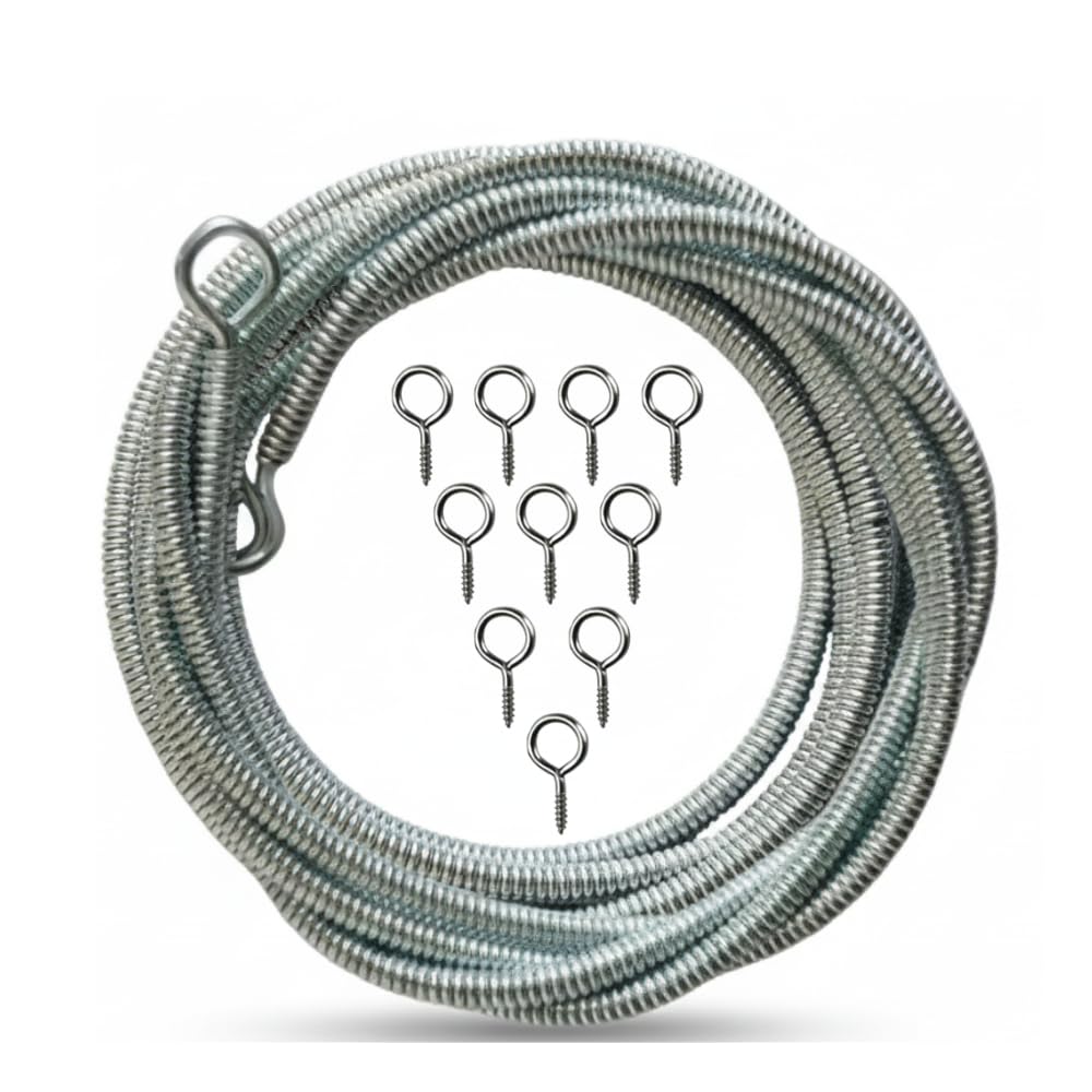 Curtain String Steel Wire with Hooks | Curtain Spring Wire for Hanging Curtains | Adjustable Curtain Wire Rod Alternative for Window, Kitchen & Party Decoration (2 METER)-image-46