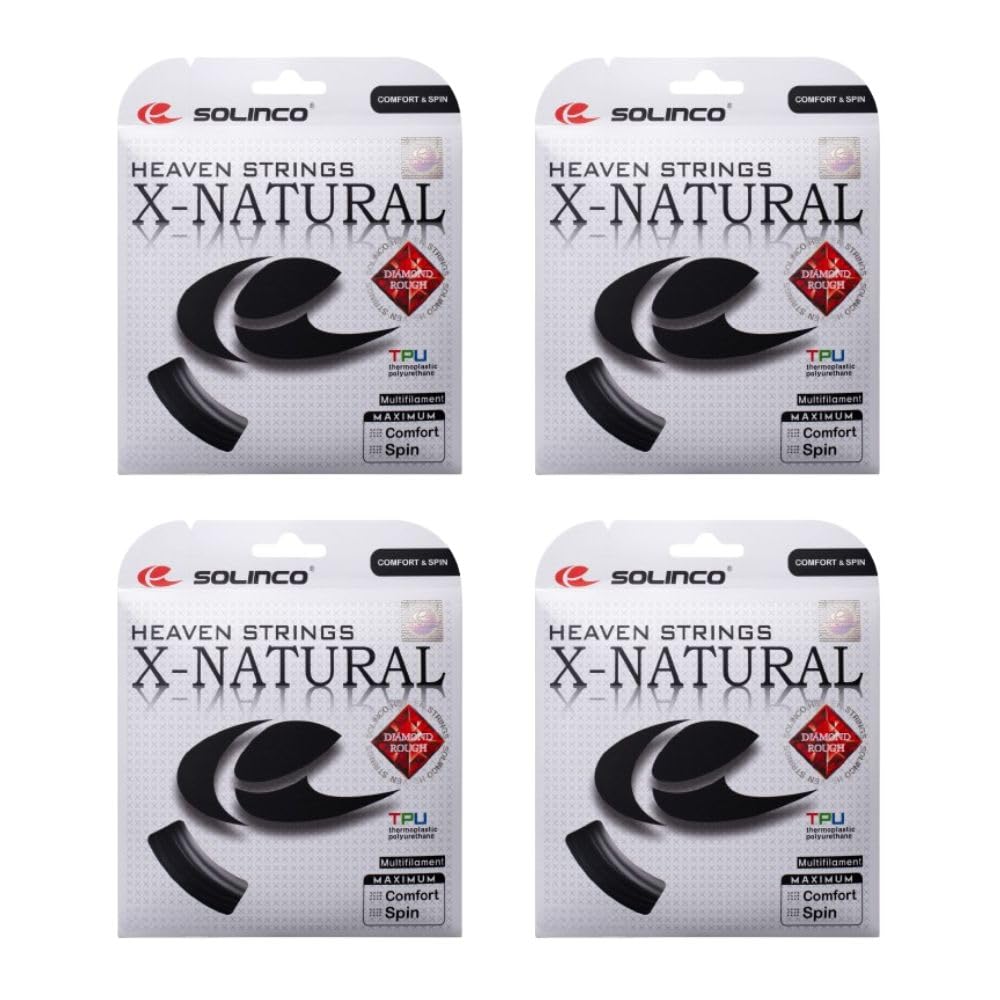 Solinco X-Natural Tennis String - 4 Packs (Black, 16g)