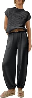 Prinbara Women's 2 Piece Outfits Sweater Sets Knit Pullover Tops and High Waisted Pants Casual Tracksuit Lounge Sets