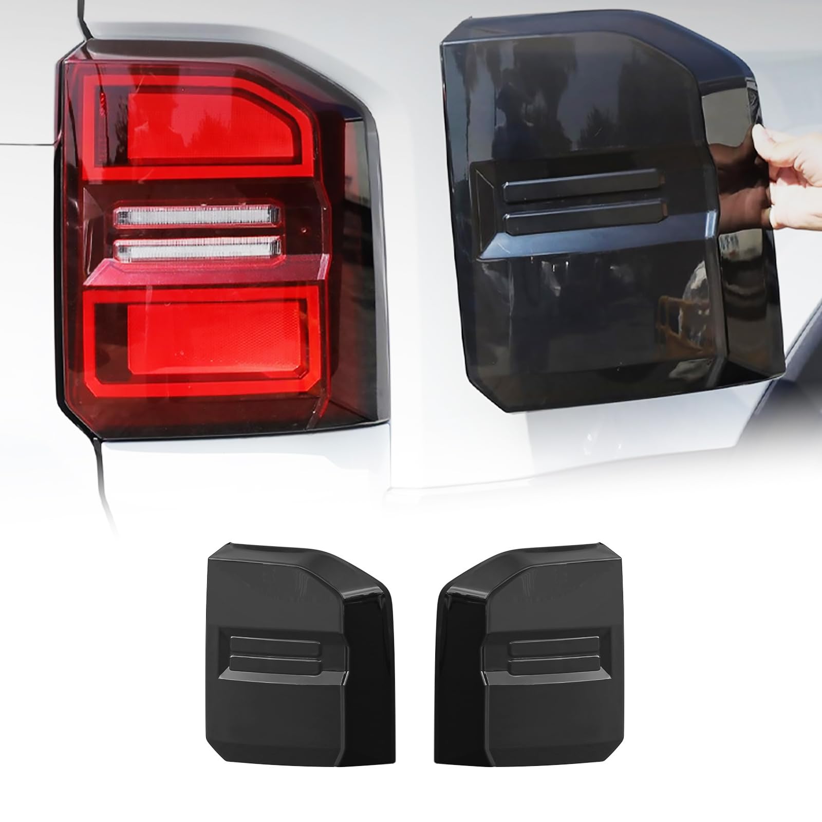 WANGDUOYU Tail Shades Tail Light Covers Compatible with Toyota Land Cruiser LC250 2024 2025, Smoked Black ABS Rear Taillight Cover Rear Lamp Cover