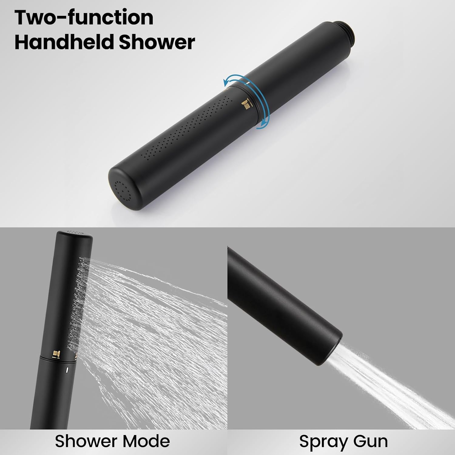 Airuida Shower Fixtures 2 Functions Shower Faucet Set Wall Mounted for Bathroom High Pressure Brass Handheld Shower with Rough-in Valve Round Rainfall 10 Inch Shower Head Matte Black