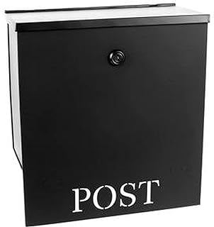 NACH Stanley Classic Post Locking Mailbox, Wall Mount Mailboxes for Outside, Modern Mailbox Lock and Key, Black Mailbox with Lock, 11.9x6x12.7 inches, UH-1000BLK-LOCK