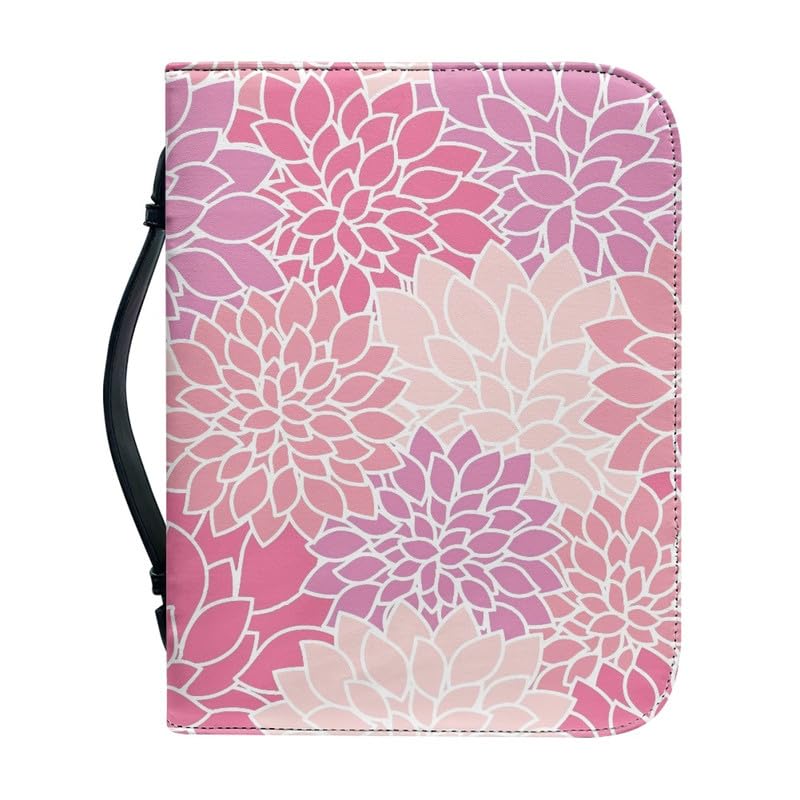 Garronmavis Pink Ethnic Flowers Bible Cover Case for Women Mom Boho Flower Bible Tote Bag Floral Arts Bible Accessories - M