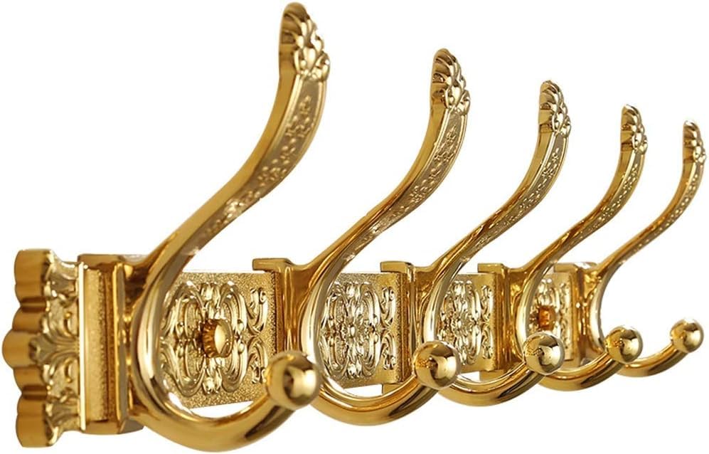 Perchero elegante de pared con acabados dorados para abrigos y complementos