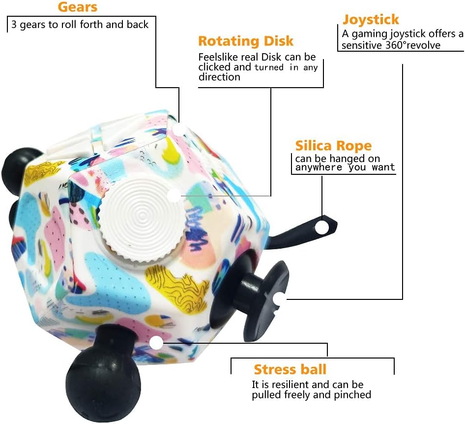 Fidget Cube With 12 Sides, Original Figet Cube Adult Infinity Fidget Cube Toy Anti Stress Cube Toy for all Ages with ADHD ADD - Image 5