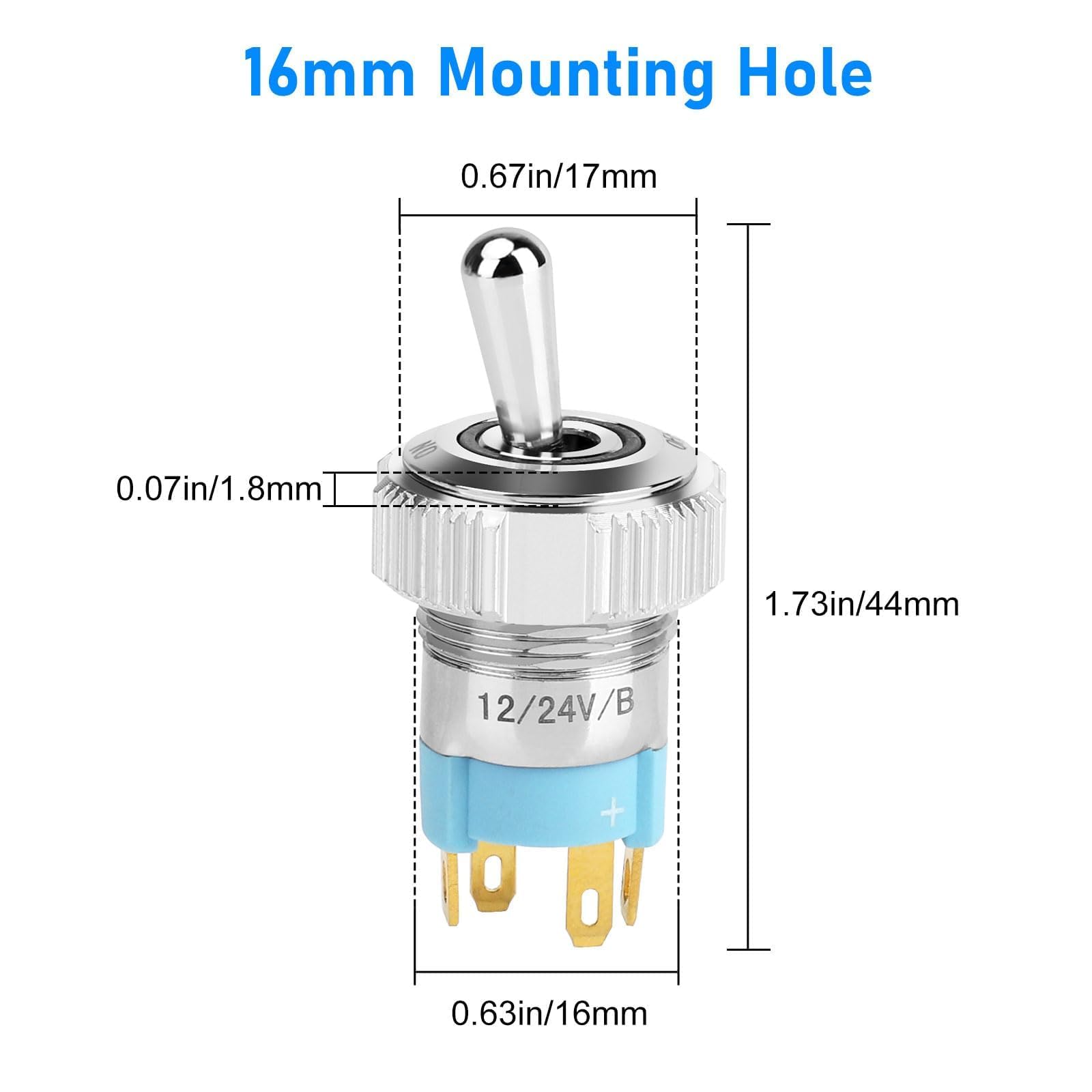 Linkstyle Przełącznik LED 12V, Wodoodporny SPST 20A ON/OFF z Niebieskim Podświetleniem do Samochodów Marine RV, 3Szt