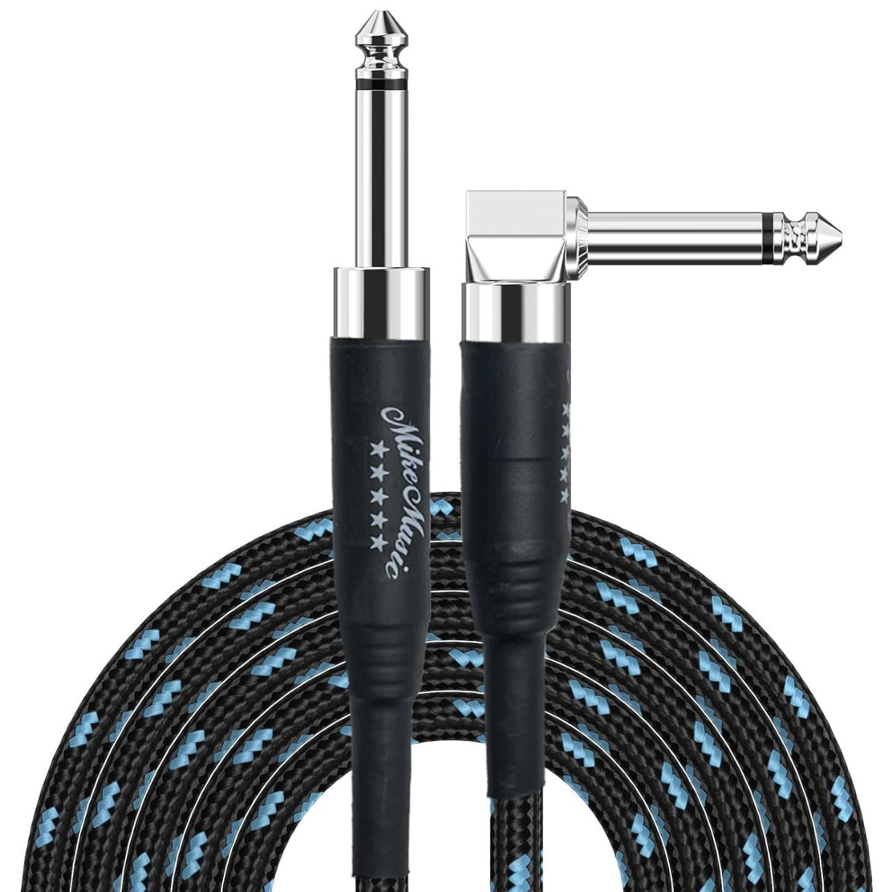 Mike Music 3m Electric Guitar Cable Lead Low Noise Electric Guitar Cord Amplifier Connecting Wire Audio Connection Cable Low Noise Shielded (3M Guitar Cable, Black Blue)