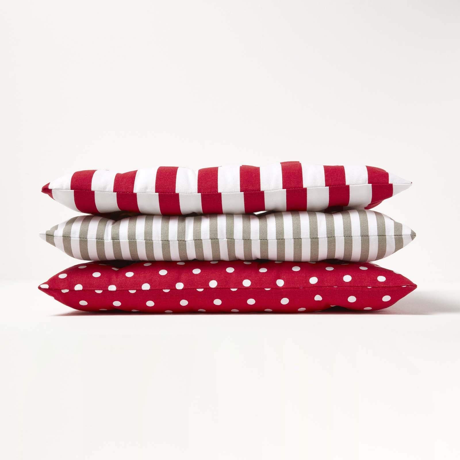 Homescapes 4er Set Stuhlkissen 40x40 cm rot-weiß gepunktet – Sitzkissen Outdoor/Indoor mit Baumwollbezug, Sitzpolster waschbar und Oeko-TEX-Zertifiziert für Esszimmer-, Küchen- & Gartenstühle
